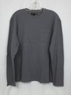 NEW Treasure & Bond Top Dark Gray Oversized Fit Waffle Knit Long Sleeve Shirt M